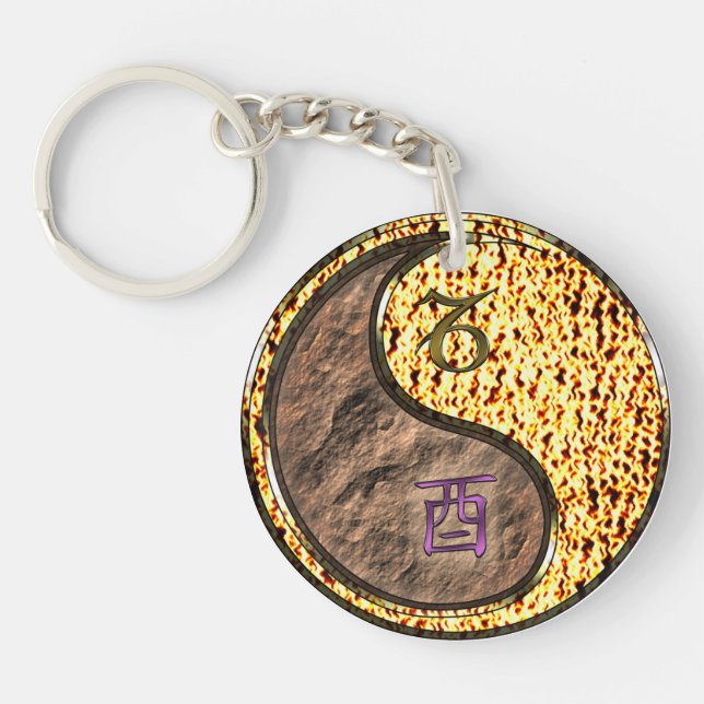 Capricorn & Fire Rooster Key Ring (Front)