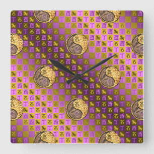 Capricorn & Fire Rooster Square Wall Clock