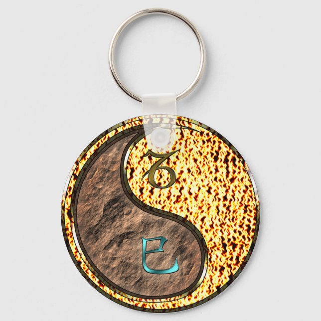 Capricorn & Fire Snake Key Ring (Front)