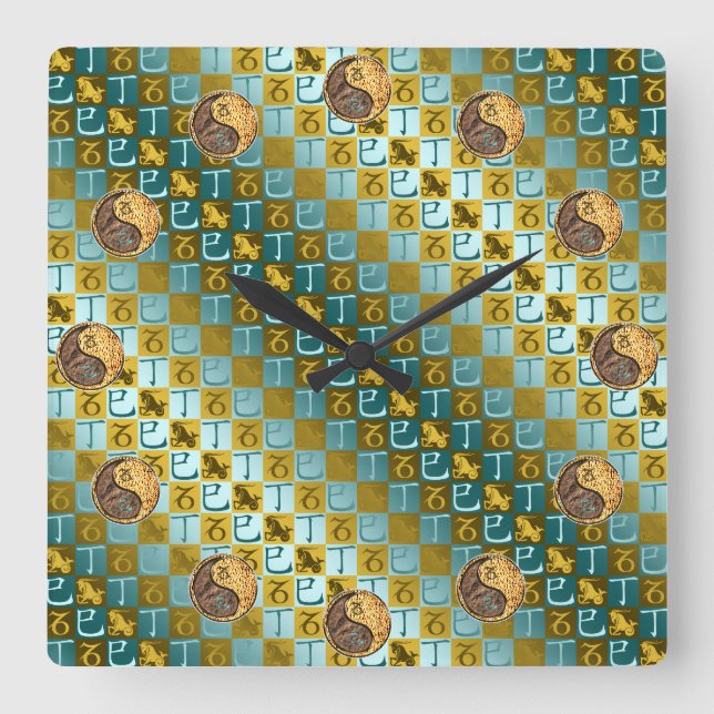 Capricorn & Fire Snake Square Wall Clock (Front)