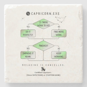 Capricorn Flowchart Funny Zodiac Humor (colourful) Stone Coaster