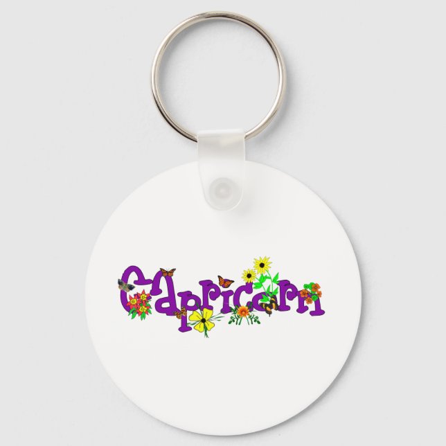 Capricorn Flowers Key Ring (Front)