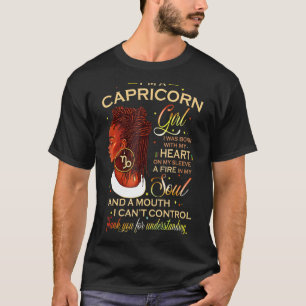 Capricorn Girl Afro Locs Girl Zodiac Signs Birthda T-Shirt
