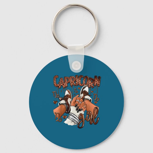 Capricorn Girl Birthday Afro Queen Sneakers Zodiac Key Ring (Front)
