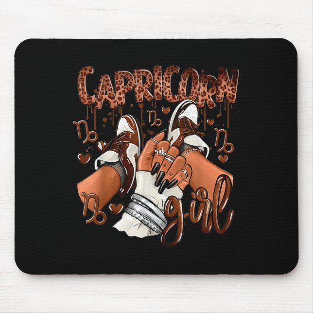 Capricorn Girl Birthday Afro Queen Sneakers Zodiac Mouse Mat (Front)