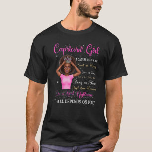 Capricorn Girl Black Queen Zodiac Birthday Afro Wo T-Shirt