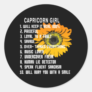 Capricorn Girl Classic Round Sticker