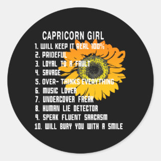 Capricorn Girl Classic Round Sticker