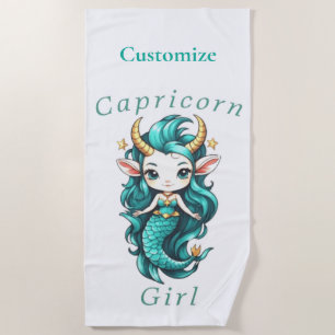 Capricorn Girl Mermaid Thunder_Cove Beach Towel