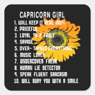 Capricorn Girl Square Sticker