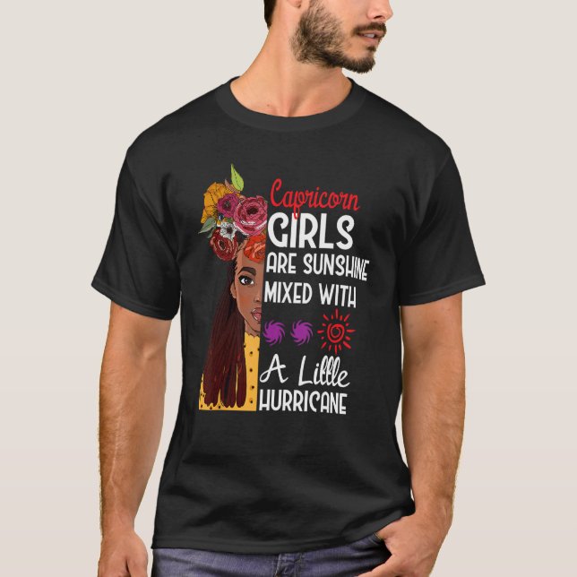 Capricorn Girls Are Sunshine Mixed Little Hurrican T-Shirt (Front)