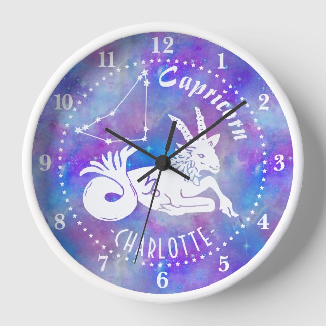 Capricorn Goat Constellation Stars Name Birthday Clock (Front)