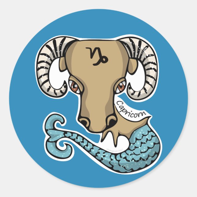 Capricorn Goat Fish Round Sticker (Front)