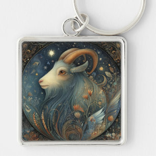 Capricorn Goat Zodiac Astrology Celestial Birthday Key Ring