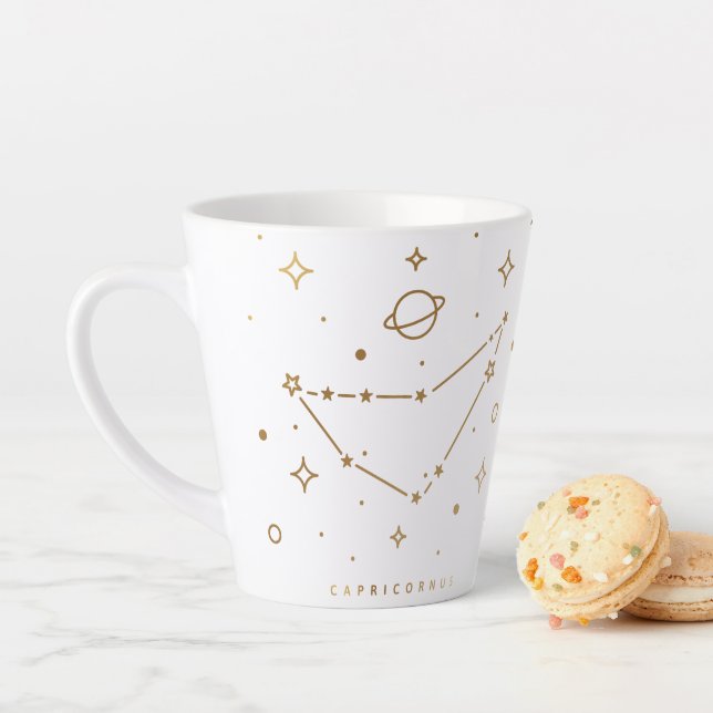 Capricorn Gold Abstract Constellation Coffee Mug (In Situ)