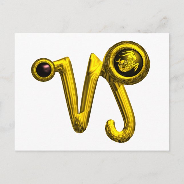 CAPRICORN GOLD ZODIAC BIRTHDAY JEWEL,Black Onyx Postcard (Front)