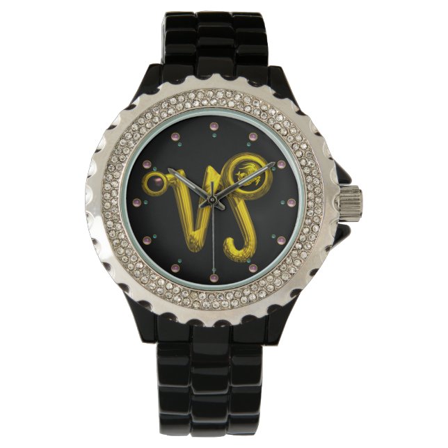 CAPRICORN GOLD ZODIAC BIRTHDAY JEWEL,Black Watch (Front)