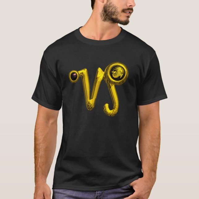 CAPRICORN GOLD ZODIAC SIGN JEWEL T-Shirt (Front)