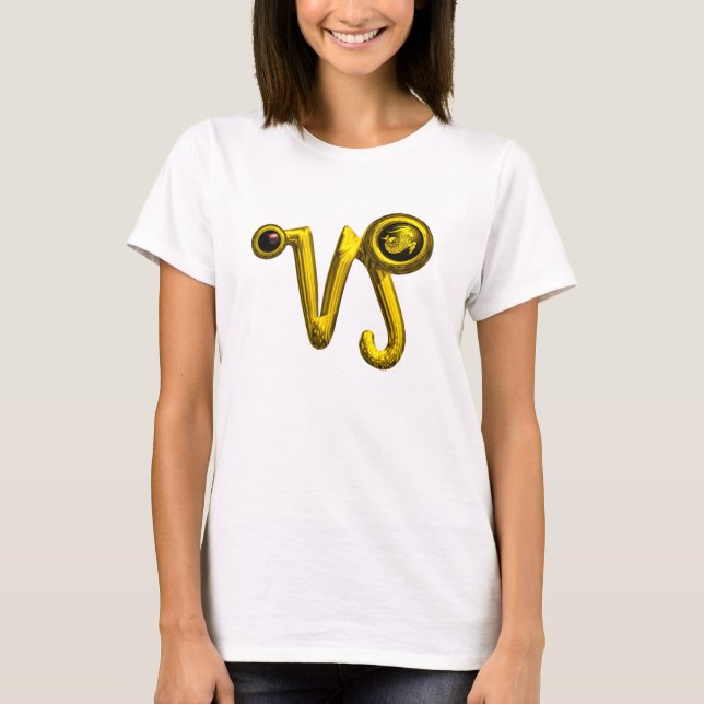 CAPRICORN GOLD ZODIAC SIGN JEWEL T-Shirt (Front)