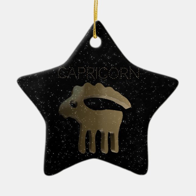 Capricorn golden sign ceramic tree decoration (Front)