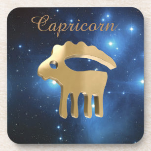 Capricorn golden sign coaster