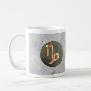 Capricorn Grey Watercolour Astrology Zodiac Sign Coffee Mug