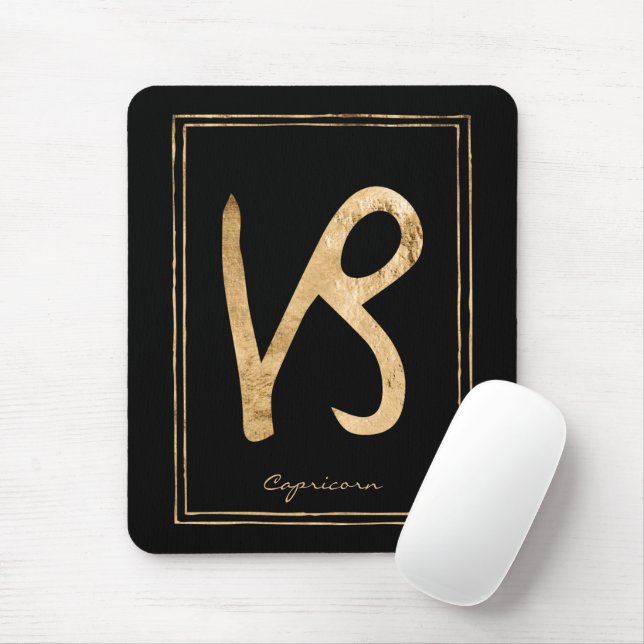 Capricorn hammered gold zodiac astrology mouse mat (With Mouse)