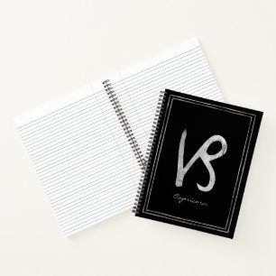 Capricorn hammered silver stylised astrology noteb notebook