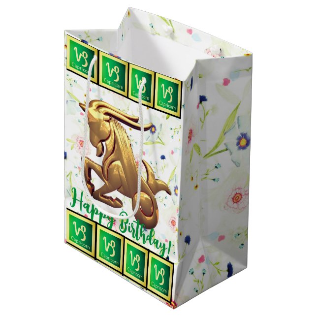 Capricorn - Happy Birthday Medium Gift Bag (Front Angled)