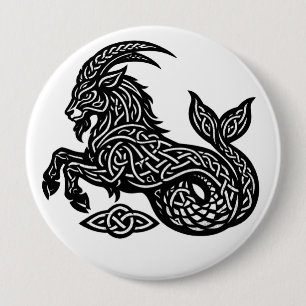 Capricorn — Haunted Ink Zodiac Goat‑Fish 10 Cm Round Badge