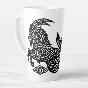 Capricorn — Haunted Ink Zodiac Goat‑Fish Latte Mug