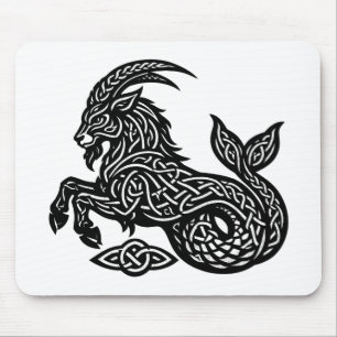 Capricorn — Haunted Ink Zodiac Goat‑Fish Mouse Mat