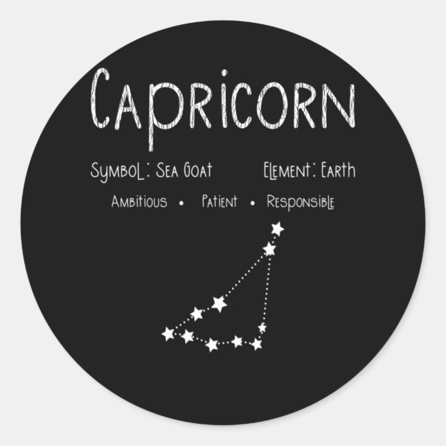 Capricorn Horoscope Astrology Star Sign Birthday Classic Round Sticker (Front)