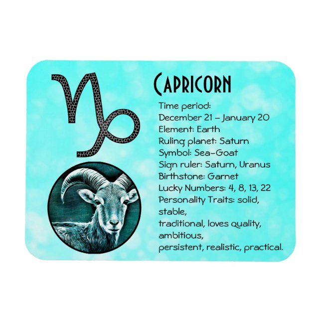 Capricorn Horoscope Traits and Facts Magnet (Horizontal)