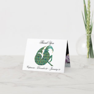 Capricorn Impressionist Painting Style & Gold Thank You Card