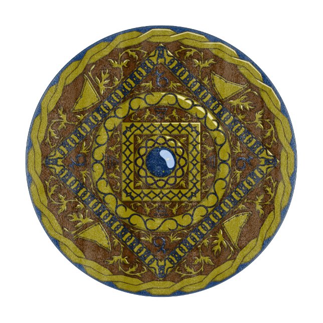 Capricorn Mandala Glass Cutting Board (Front)