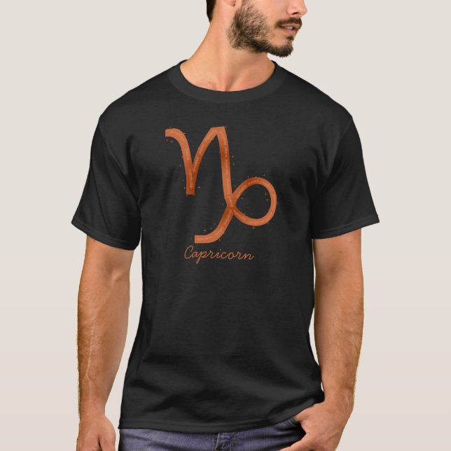 Capricorn Mens Shirt- Black T-Shirt (Front)