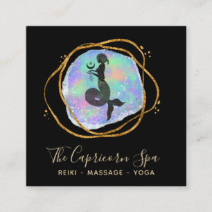 *~* Capricorn Mermaid Opal Gold Rainbow Goddess  Square Business Card