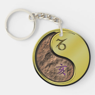 Capricorn & Metal Boar Key Ring