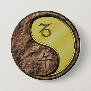 Capricorn & Metal Horse 7.5 Cm Round Badge