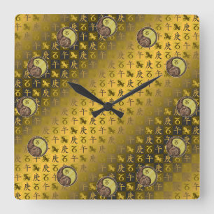 Capricorn & Metal Horse Square Wall Clock