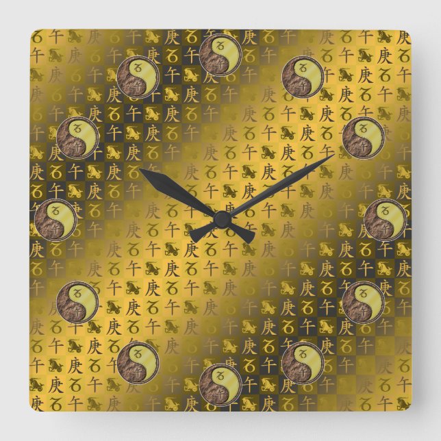 Capricorn & Metal Horse Square Wall Clock (Front)