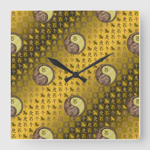 Capricorn & Metal Horse Square Wall Clock