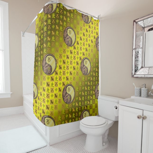 Capricorn & Metal Monkey Shower Curtain (In Situ)