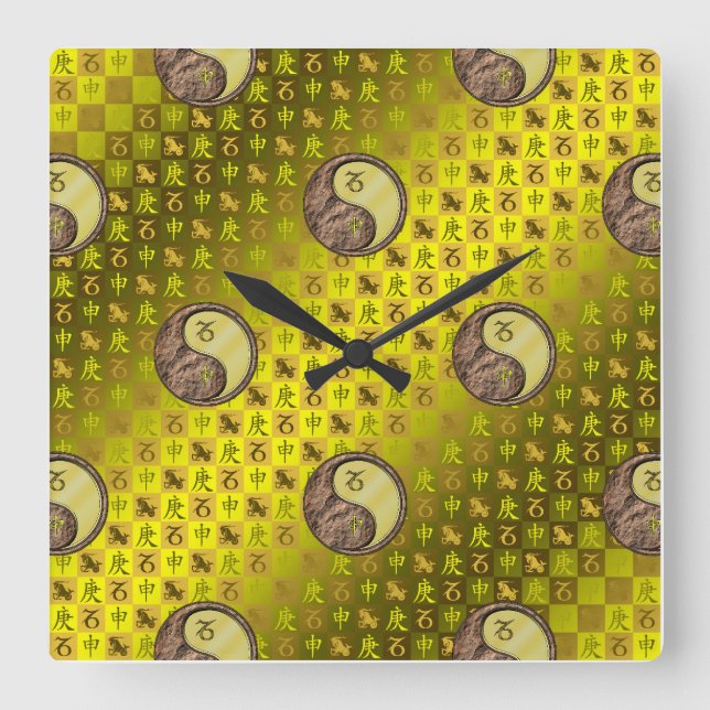 Capricorn & Metal Monkey Square Wall Clock (Front)