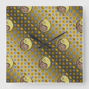 Capricorn & Metal Rabbit Square Wall Clock