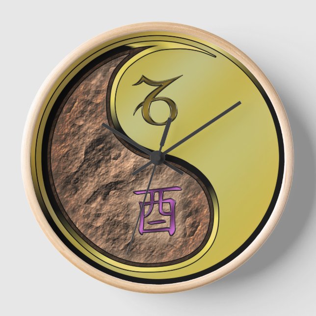 Capricorn & Metal Rooster Clock (Front)