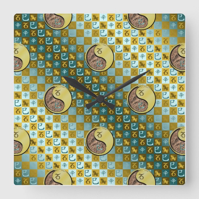 Capricorn & Metal Snake Square Wall Clock (Front)