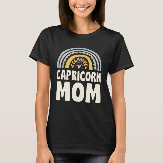 Capricorn Mom Boho Style Bohemian Rainbow Mothers  T-Shirt (Front)