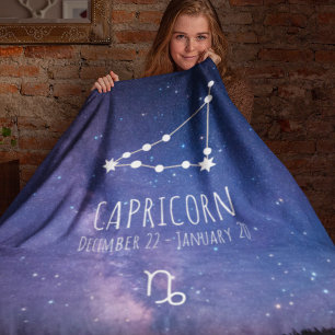 Capricorn Personalised Zodiac Constellation Fleece Blanket